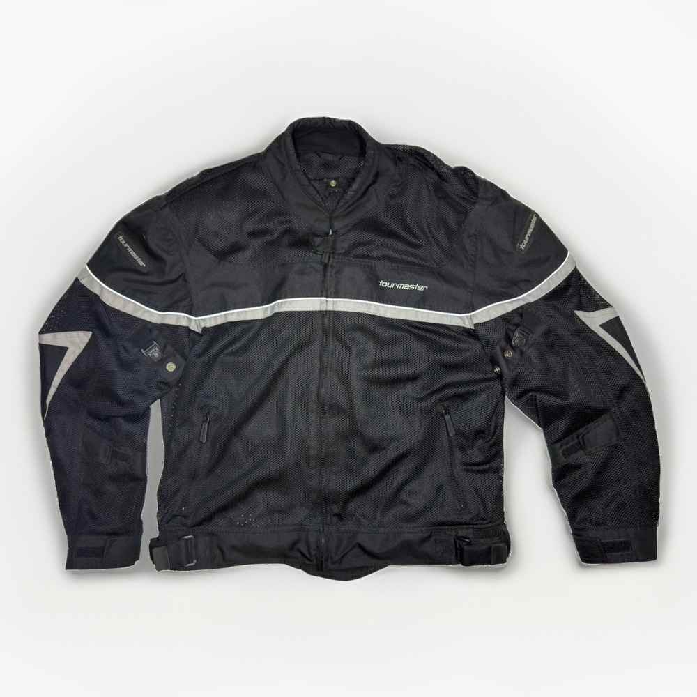 Tourmaster Draft Motorcycle Jacket Mens XL 46 Black Mesh Reflective Riding